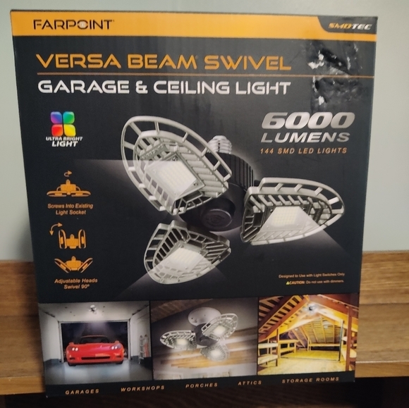 ♠️ New - Farpoint Versa Beam Swivel Garage Attic Ceiling Light- 6000 Lumens LED - Picture 8 of 9